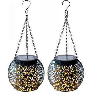 Lampe Solaire Exterieur Jardin Suspendue Ip65, Lanterne Solaire Exterieur Lumiere Solaire Exterieur M&eacute;tal Lampe Solaire Balcon Pour Porche Cour Jardin - Neuf