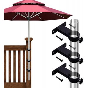Ulteronixshop-Lot De 3 Supports De Parasol Pour Terrasse, Balustrade, Balcon Ou Cour - Noir - Neuf