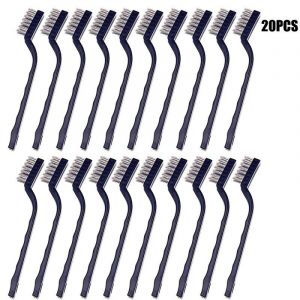 Mini brosse métallique (20 pièces) - Brosse en acier inoxydable avec manche incurvé - Neuf