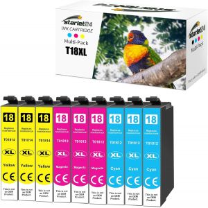 Lot de 9 Cartouches d'imprimante 18XL compatibles avec Epson 18XL T1812 T1813 T1814 pour Expression Home XP-322 XP-215 XP-205 XP-225 XP-305 XP-325 XP-422 XP-405 XP-415 XP-425 XP-315 - Neuf