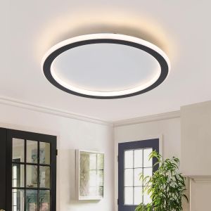 Subzonal-Plafonnier Led Dimmable,28w Cuisine Lampe &Oslash;40cm Noir Rond Luminaires Int&eacute;rieur Avec Contr&ocirc;le Luminaire Plafonnier Pour Chambre Salon - Neuf