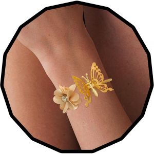 Eryi-Bracelet Papillon Bracelet En Or Ouvert Fleur Bracelet Manchette Accessoire De Bijoux De Poignet Pour Femme - Neuf