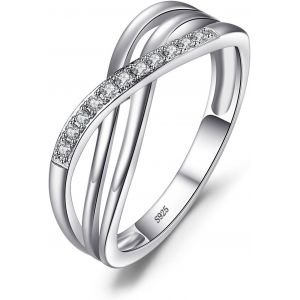 Tianyi-Taille Rond Zircone Cubique Infini Bague Pour Femme, Bague De Fiançailles Femme, Argent 925 Plaqué Or Jaune Or Rose, Torsade Bagues Anniversaire Mariage Promise Alliance, Bijoux Cadeau - Neuf