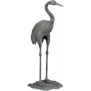 Mevronisshop-10022962_470 D&eacute;coration De Jardin Grue Cendr&eacute; Oiseau M&eacute;tal Statue Fonte &Eacute;tang Ext&eacute;rieur Int&eacute;rieur Hxlxp: 75x35x22 Cm, Vert - Neuf