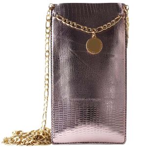 &Eacute;tui pour Smartphone Universel XL avec Cha&icirc;ne Bandouli&egrave;re et Porte-cartes PURO Marron - Neuf