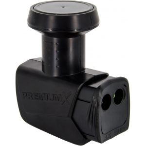 PremiumX Twin LNB pour 2 utilisateur - Convertisseur de Signal TV avec Protection m&eacute;t&eacute;orologique - LNB Satellite num&eacute;rique Noir - DVB-S2 8K UHD 4K Full HD - Neuf
