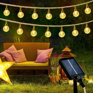 Kal-Guirlande Solaire Exterieur, 8 Modes Guirlande Lumineuse Exterieure, Ip65 Étanche Guirlande Led Idéal Eclairage Exterieur Pour Decoration Jardin, Terrasse, Cour, Balcon, Mariage, Fêtes - Neuf