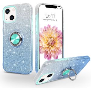 Souligo Coque Iphone 15 Avec Anneau Rotatif 360° Support De Voiture Magnétiqu, Paillettes Scintillantes Brillantes Etui Protection À Anti-Rayure Antichoc Housse Pour Iphone 15 6.1'', Argent - Neuf