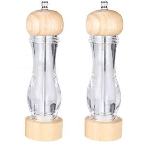 Moulin &Agrave; Sel Et &Agrave; Poivre En Acrylique, Moulin &Agrave; Poivre Manuel En Bois - Neuf