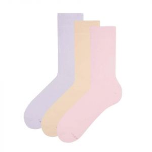 Zooksy Pack 3 Paires Chaussettes Longues Coton 36-40 Lilas, Rose Poudr&eacute;, Orange Clair - Neuf