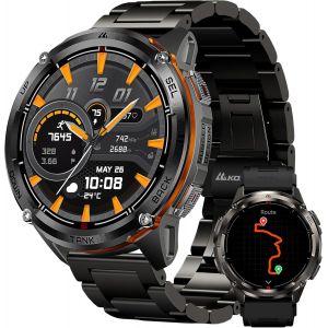 Tank T3 Ultra 2 Gps Montre Connectée Homme- Batterie De Grande Capacité Acier Inoxydable 50m Étanche, Boussole Altimètre Appel 1.43"" Amoled Toujour Activé, Appel Bluetooth Fréquence Cardiaque - Neuf