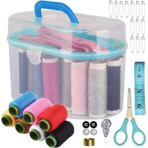 Teppd-Grand Kit De Couture Avec 8 Bobines De Fil, Lot D'aiguilles À Coudre, 4 Boutons, Aiguilles À Coudre, Ciseaux, Mesureur De Couturier, Dé À Coudre, Épingles De Sûreté Et Enfile-Aiguille Du Fil - Neuf