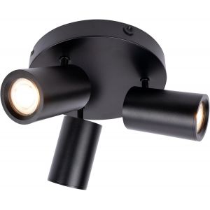 Spot Led De Plafond,Noir 3 Lumi&egrave;res,Carr&eacute;,Inclinable,Douille Gu10,Ip20 - Neuf