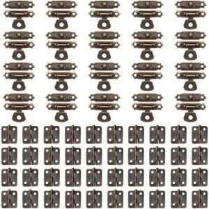 40 ensembles de Mini Charni&egrave;res Antiques avec 20 ensembles de Loquets R&eacute;tro et 240 vis de Boucles Antiques pour Armoire en Bois, Bo&icirc;te de Rangement de Bijoux Vintage Fournitures D&eacute;coratives - Neuf