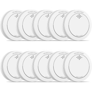 D&eacute;tecteur de fum&eacute;e avec Support magn&eacute;tique, 10 Ans Alarme Incendie connect&eacute;e certifi&eacute;e T&Uuml;VRheinland avec Batterie rempla&ccedil;able, Alarme sonore de 85 DB, Fonction Silence pour la Maison - 10 pi&egrave;ces - Neuf