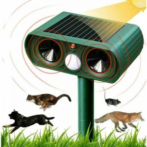 Répulsif Chat Ultrason Solaire Repulsif Chat Exterieur Sensibilité et Fréquence Réglable Ultrason Chat pour Repousser Animaux Nuisibles Protecteur de Jardin - Neuf