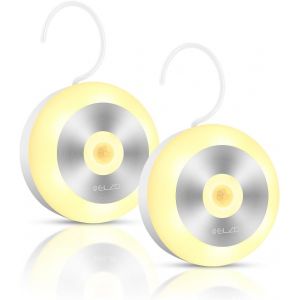 Veilleuse Led, Lampe Détecteur De Mouvement Lumière Murale Sans Fil Rechargeable Avec Ensemble Crochet Et Aimant Intégré Lampe De Nuit Pour Bain, Couloir,Chambre À Coucher,Garage,Cave (2 Pack) - Neuf