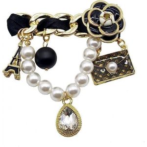 Kjdal-Broche Vintage Et À La Mode En Forme De Tour Eiffel Avec Perles Et Strass Pour Femme Mariage/Banquet,Métal - Neuf