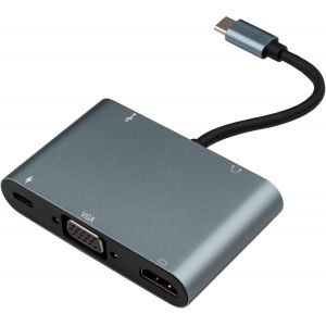 KAL-Hub Usb C, Station D'Accueil Pour Adaptateur Usb C Vers Hdtv Vag, Type C Vers 4K Hdtv, 1080P Vga, Av, 5 Gbit/S Usb3.0, Pd 100W Adaptateur De Charge Rapide Pour Macbook Pro/Macbook Air - Neuf