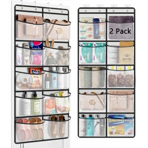 Tianyi-Lot De 2 Étagères Suspendues Avec 10 Poches En Filet - Organiseur De Poches Pour Armoire, Rangement Au-Dessus De La Porte - Organisateur De Jouets En Peluche Pour Chambre À Coucher (Gris) - Neuf