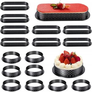 Subzonal-16 Pi&egrave;ces Perfor&eacute;es Moule Tartelette, Moules &Agrave; Tartelette En Mousse, Cercle(&Oslash;8cm) Ovale(&Oslash;14.4cm) A Tarte Perfor&eacute;, Cercle A Patisserie Pour La D&eacute;coration De Mousse Desserts G&acirc;teaux Diy - Neuf