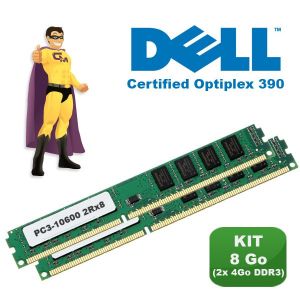 KIT RAM 8Go (2x 4Go) DDR3 PC3-10600 M&eacute;moire Certifi&eacute;e DELL Optiplex 390 NEUF - Neuf