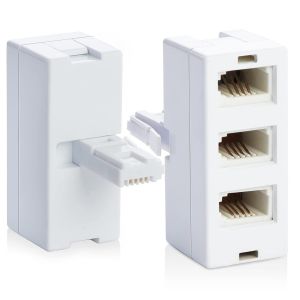 Lot De 2 R&eacute;partiteurs 3/4 Voies Bt Pour Prise T&eacute;l&eacute;phonique,Adsl Rj11,Micro Filtre Internet Haut D&eacute;bit,Adaptateur Britannique,Convertisseur De Port Fixe,Convertisseur De T&eacute;l&eacute;phone Fax (3 Voies) - Neuf