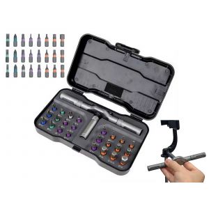 Jeu de tournevis &agrave; cliquet magn&eacute;tique 24 en 1 avec embouts de pr&eacute;cision - Neuf