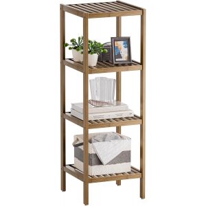&Eacute;tag&egrave;re de Rangement pour Salle de Bain, &eacute;tag&egrave;re en Bambou &agrave; 4 Niveaux, &eacute;tag&egrave;re multifonctionnelle pour Le Salon, la Chambre, la Cuisine (Noyer) - Neuf