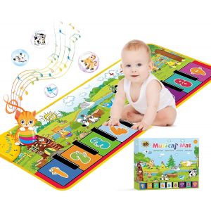 TDRFL-Tapis Musical Bébé Piano Avec 18 Sons De Musique,Tapis De Musique Avec 9 Claviers De Piano,Tapis De Danse Tactile,Tapis De Sol Musical,Cadeaux Pour Filles Et Garçons De 1 À 4 Ans (110*37Cm) - Neuf