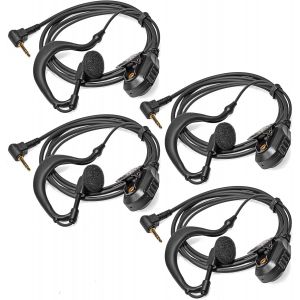 2.5mm G-Shape Earphone with Mic 1 Pin Headset Walkie Talkie Compatible for Motorola TLKR T60 T61 T62 T81 T80 T82 Extreme Hunter HYT TC-320 Radio Earpiece (4pcs) - Neuf