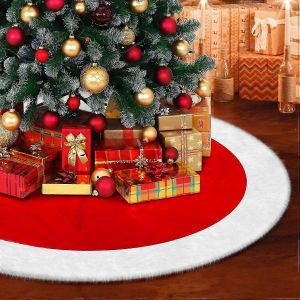 Jupe de sapin de No&euml;l, tapis de sapin en peluche de 120 cm, tapis de sapin rond, d&eacute;coration de sapin en peluche, jupe de sapin (AAA) - Neuf