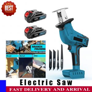 Scie sabre &eacute;lectrique sans fil, portable et puissante, vitesse variable 0-3500 tr/min, &eacute;quip&eacute;e de 4 lames et 2 batteries 3,0 Ah, adapt&eacute;e &agrave; la coupe du PVC et du m&eacute;tal. - Neuf