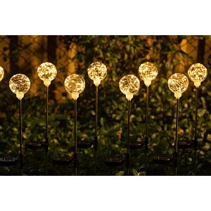 Lot de 8 lampes solaires globe &agrave; piquer, r&eacute;sistantes &agrave; l'eau, pour &eacute;clairage ext&eacute;rieur de jardin et d'all&eacute;e. - Neuf