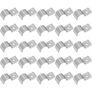 Kalanka-Lot De 25 Colliers De Fixation Pour C&acirc;bles &Agrave; Visser - En Acier Inoxydable 304 - Fixation De Tuyau En U - Trou Unique - Colliers De Serrage En M&eacute;tal Pour Tubes De 5 &Agrave; 6 Mm De Diam&egrave;tre - Neuf