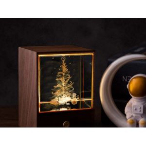 Lampe De Table Led 3d - Motif Sapin De No&euml;l D&eacute;coratif, Commande Tactile, &Eacute;clairage R&eacute;glable, Rechargeable - Neuf