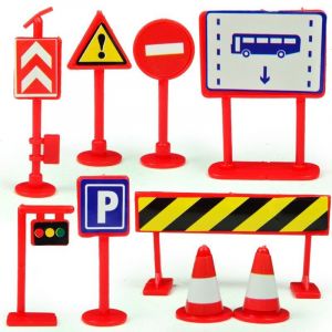 ¿rouge¿Ensemble de panneaux de signalisation, 9 pièces, plastique, multicolore, intégration dans les univers - Neuf