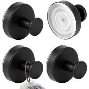 4 Pièces Crochet Ventouse Salle de Bain Mural,Crochet de Douche en Acier Inoxydable à Ventouse Extra-forte pour les Carreaux de Verre et les Miroirs sans Perçage,Noir - Neuf