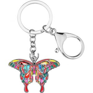 Kal-Porte-Clés Papillon Floral En Émail Alliage De Zinc Porte-Clés De Voiture Charms Keyring Cadeaux Pour Femmes Filles Bijoux - Neuf
