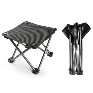 Lot De 2 Tabourets De Camping, Chaises Pliantes, Chaises Portables Pour L'extérieur, La Marche, La Randonnée, La Pêche, Capacité De Charge De 150 Kg Avec Sac De Transport (Rayures Noires) - Neuf