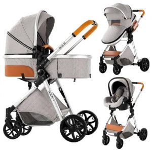 Poussette 3 En 1 Magic Zc Poussette Bebe Poussette Trio Pousette Avec Sac À Main Jusqu'à 30kg 0-3ans Guidon Réversible Gris Clair - Neuf