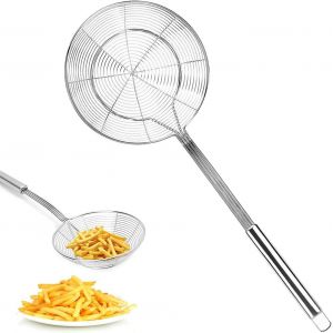Teppc-Araign&eacute;e De Cuisine,Ecumoire &Agrave; Friture En Acier Inoxydable,Passoire Araign&eacute;e Avec Poign&eacute;e,&Eacute;cumoire Araign&eacute;e,Pour Cuisiner,Griller,Cuire &Agrave; La Vapeur Et &Eacute;coper Aliments (16 Cm) - Neuf