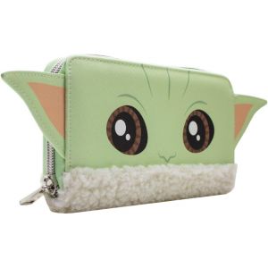 Star Wars The Mandalorian Din Grogu Baby Yoda Porte-Monnaie/Portefeuille Pochette Avec Poche &Agrave; Monnaie & Porte-Carte, Vert - Neuf