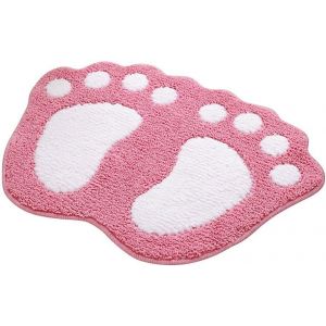 Tapis de bain absorbant et antid&eacute;rapant 40 x 60 cm - rose, motif grandes tailles, polyester absorbant, forme originale - Neuf