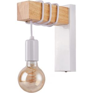 Subzonal-Modern Metal Et Bois Applique Murale Lampe Int&eacute;rieur Modern Lampe E27 Murale Applique Industrielle Nordique Lampe Murale Plafonnier Industrielle Eclairage De Plafond Chambre Applique (Blanc) - Neuf
