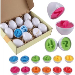 ERYI-Oeuf Assorti Jouets D'?ufs De Oeuf Montessori Reconnaissance Des Nombres Et Couleurs Éducatif Motricité Fine Jouet Montessori Pour Fête Enfants/Fête D'Anniversaire (Numéro 12Pcs) - Neuf