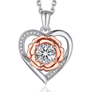Coeur Collier Femme,1 Carat Moissanite Collier Amour Or Rose Argent Sterling 925 Bijoux Cadeau D'anniversaire Saint-Valentin Fête Des Mères Pour La Petite Amie Maman - Neuf