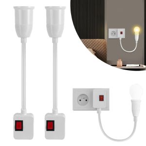 Lot De 2 Douilles E27 Rotatives &Agrave; 360&deg; Avec Interrupteur Sans C&acirc;ble - Adaptateur Prise Ue Pour Ampoule, Lampe De Lecture, Applique Murale, Lampe De Cuisine - Neuf