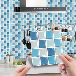 40pcs décalcomanies décoratives rectangulaires pour carrelage de salle de bain et de cuisine (bleu) - Neuf