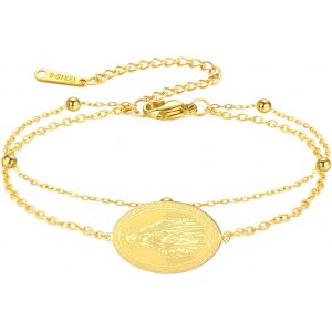 Kalsw-Bracelet Chapelet Délicat De La Vierge Marie Bracelet Chaîne À Double Couche De Perles De La Mère Marie Bijoux De Protection De La Foi Religieuse Pour Femmes Et Hommes - Neuf